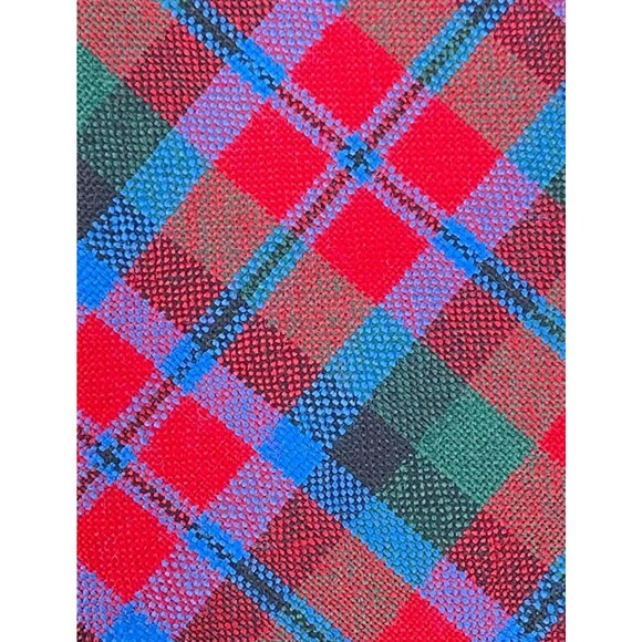 Ingles Buchan Tie 100% Wool Plaid Made Scotland 55" x 3.5" Red Blue Green Black - Picture 2 of 6